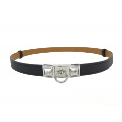 NEUF CEINTURE HERMES RIVALE 18 T60 A 100CM EN CUIR GRAINE NOIR NEW LEATHER BELT