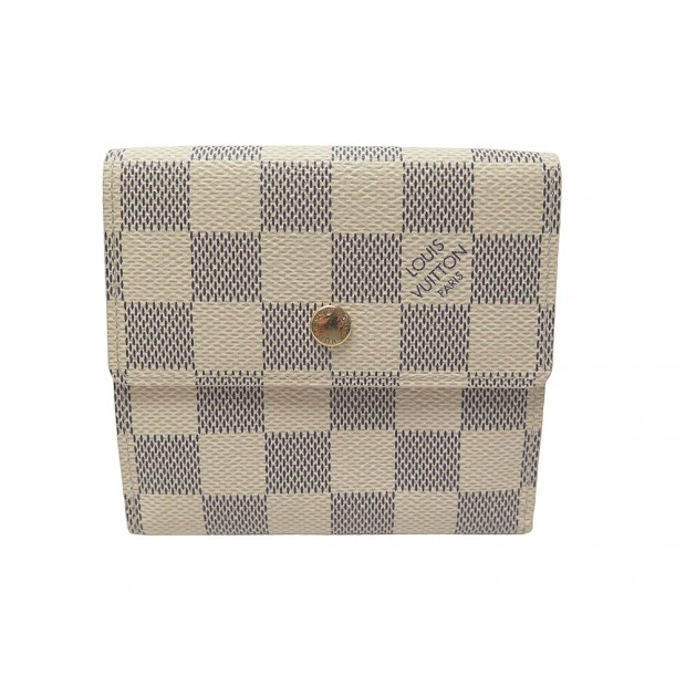 NEUF PORTEFEUILLE LOUIS VUITTON ELISE TRIFOLD EN TOILE DAMIER AZUR WALLET 550€