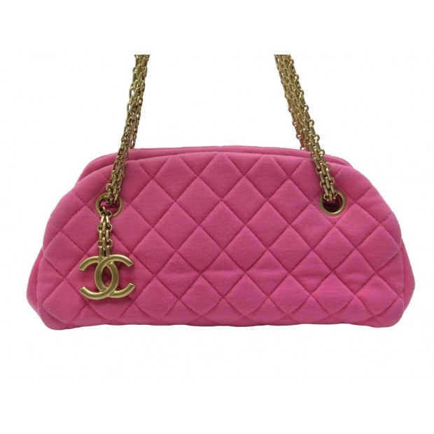 NEUF SAC A MAIN CHANEL BOWLING MADEMOISELLE MATELASSE TOILE ROSE HAND BAG 6000€