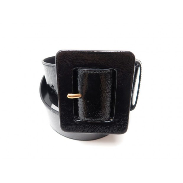 CEINTURE YVES SAINT LAURENT RIVE GAUCHE 169929 T80 EN CUIR VERNI NOIR BELT 345€