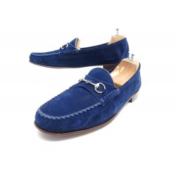 CHAUSSURES GUCCI MOCASSINS 1853 MORS 41 DAIM BLEU BLUE LOAFERS SHOES 700€