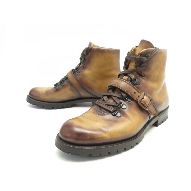 CHAUSSURES BERLUTI BRUNICO 3131 8 42 EN CUIR MARRON BOTTINES HIKING BOOTS 2590€