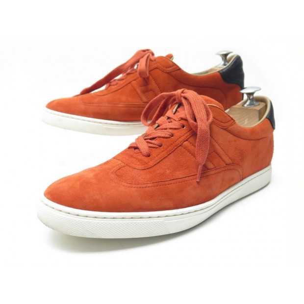 CHAUSSURES BASKETS HERMES QUICKER 39 CHEVRE VELOURS ORANGE BOITE SNEAKERS 660€