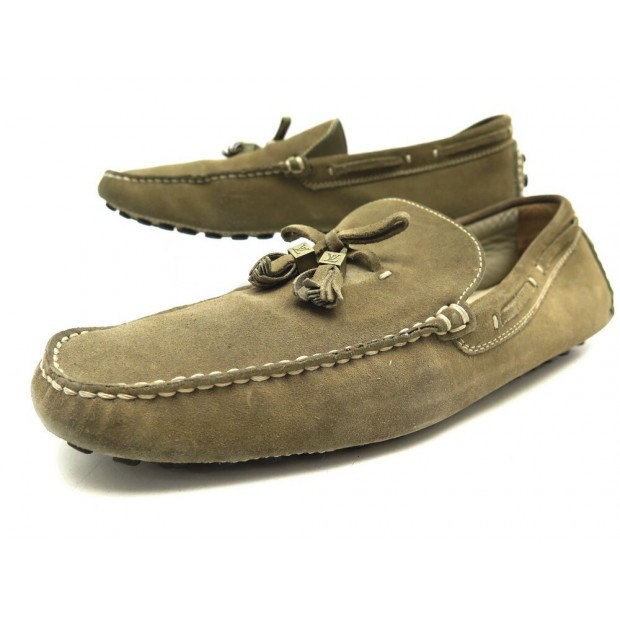 CHAUSSURES LOUIS VUITTON MONZA MOCASSINS 9.5 43.5 DAIM BEIGE LOAFER SHOES 650€