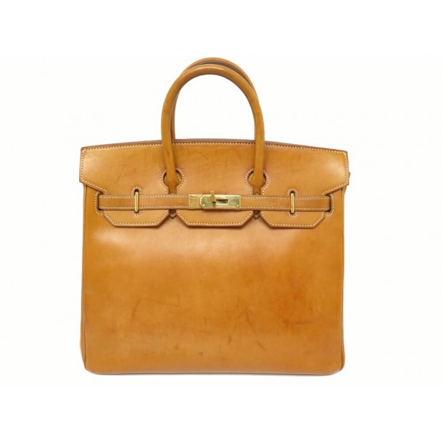 SAC A MAIN HERMES BIRKIN HAUT A COURROIES 32 EN CUIR VACHE CAMEL LEATHER PURSE