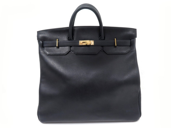 sac a main hermes haut a courroies hac 45 en cuir bleu