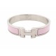 BRACELET HERMES CLIC H EMAIL ROSE T17 METAL ARGENTE SILVER STEEL PINK STRAP 615€