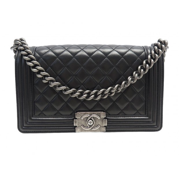 NEUF SAC A MAIN CHANEL BOY A67086 BANDOULIERE CUIR NOIR NEW HAND BAG PURSE 6350€