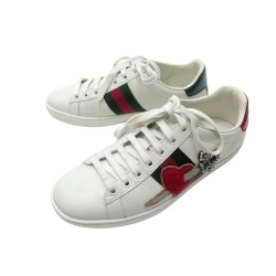 CHAUSSURES GUCCI ACE HEART DAGGER 472990 BASKETS BRODEES 36 37 SNEAKERS 630€