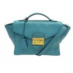 SAC A MAIN PRADA DAINO SOUND TWIN BT0962 CUIR TURQUOISE BANDOULIERE PURSE 1550€