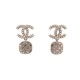 NEUF BOUCLES D'OREILLES CHANEL PAVAGE EN ACIER DORE STRASS NEW GOLDEN EARRING