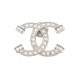 NEUF BROCHE CHANEL PINS LOGO CC STRASS CRYSTAL METAL ARGENTE SILVER NEW BROOCH