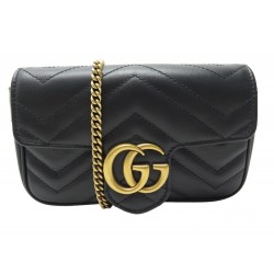 NEUF SAC A MAIN GUCCI SUPER MINI GG MARMONT 476433 NOIR BANDOULIERE BAG 980€