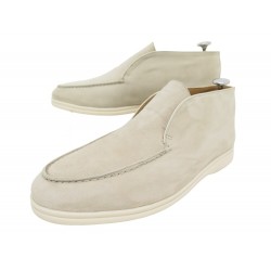 CHAUSSURES LORO PIANA BOTTINES OPEN WALK CUIR SUEDE 43 IT 44 FR ECRU SHOES 960€