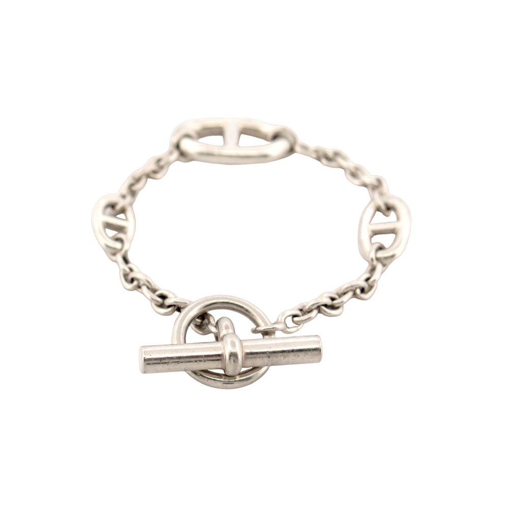 Best Price Hermes Farandole 925 Sterling Silver Three Ship Anchor Charm  Women Chain Bracelet H104567B 00SH