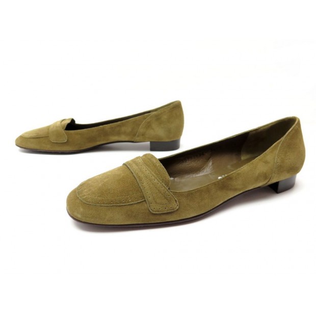 CHAUSSURES SALVATORE FERRAGAMO SCOTT 10.5 41 FR MOCASSINS EN DAIM KAKI SHOE 460€