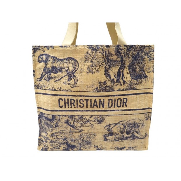 NEUF SAC A MAIN CHRISTIAN DIOR CABAS DIORIVIERA EN RAPHIA BLEU TOTE HAND BAG