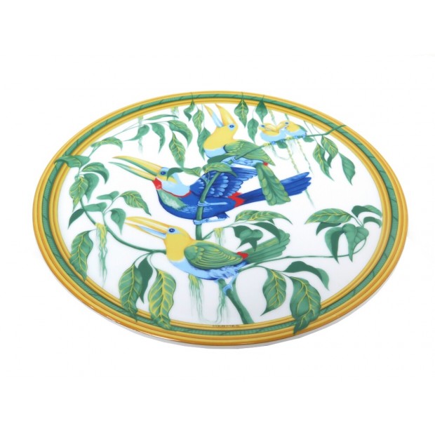 PLAT A TARTE HERMES TOUCANS EN PORCELAINE BLANCHE DIAM 31 CM WHITE PIE DISH 348€