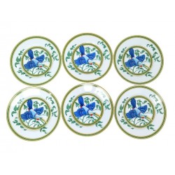 6 ASSIETTES A DESSERT HERMES TOUCANS 21 CM PORCELAINE LIMOGES WHITE PLATES 678€