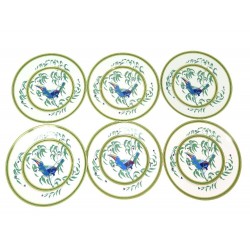 6 ASSIETTES A DINER HERMES TOUCANS 25 CM PORCELAINE BLANCHE WHITE PLATES 1260€