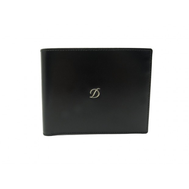 NEUF PORTEFEUILLE ST DUPONT PORTE CARTE 4CC LOGO D CUIR NOIR LEATHER WALLET 350€