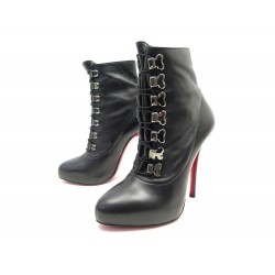 CHAUSSURES CHRISTIAN LOUBOUTIN TROOPISTA 37.5 BOTTINES A TALONS CUIR BOOTS 1250€