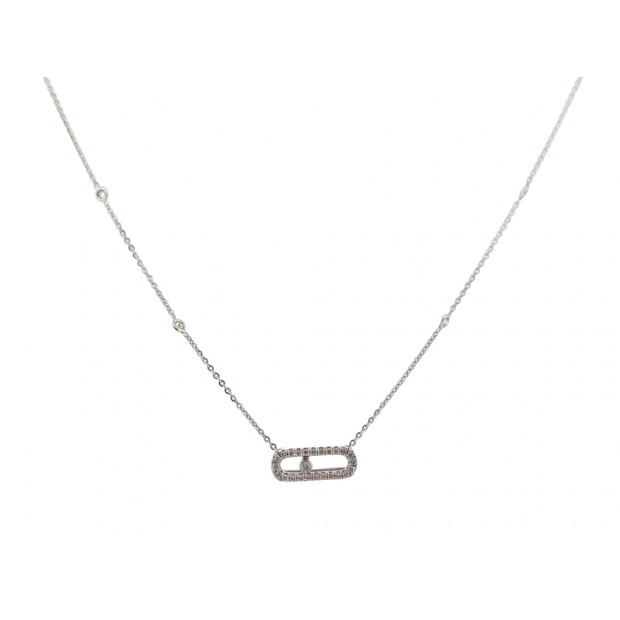 NEUF COLLIER MESSIKA MOVE UNO PAVE 04708-WG 35 A 42 CM OR BLANC NECKLACE 2550€