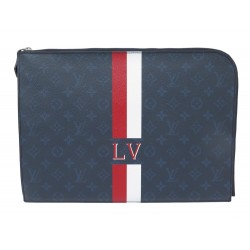 NEUF POCHETTE LOUIS VUITTON ETUI VOYAGE MM SAC EN TOILE MONOGRAM COBALT BAG 600€