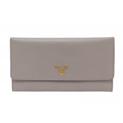 NEUF PORTEFEUILLE PRADA PORTE CARTES EN CUIR SAFFIANO GRIS LEATHER WALLET 740€