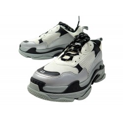 CHAUSSURES BALENCIAGA BASKETS TRIPLE S 536737 CUIR TOILE GRIS 43 SNEAKERS 865€