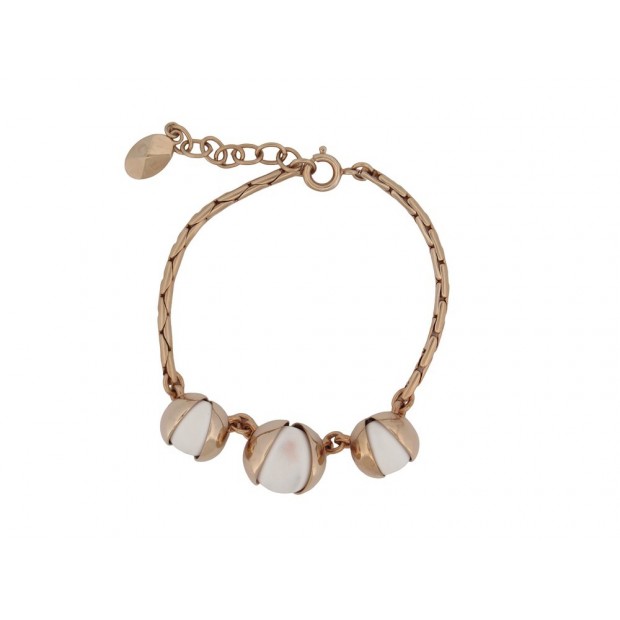 BRACELET CHRISTIAN DIOR TRIBALE 16 A 19 CM EN METAL DORE & PERLES BLANCHES 450€