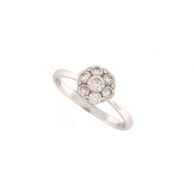 BAGUE MARGUERITE OR BLANC 18K DIAMANTS 0.41CT 54 GOLDEN DIAMONDS RING