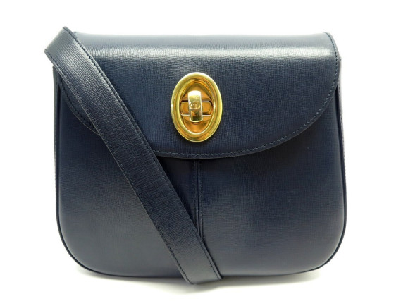 sac a main christian dior cuir bleu marine