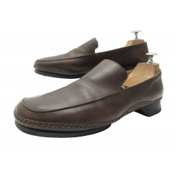 CHAUSSURES HERMES MOCASSINS 40 CUIR MARRON BROWN LEATHER LOAFERS SHOES 800€