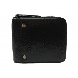 PORTEFEUILLE ST DUPONT ZIPPE CUIR POINTE DE DIAMANTS NOIR LEATHER WALLET 400€