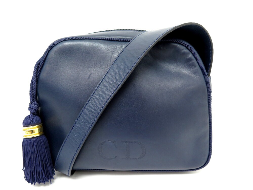 sac a main christian dior en cuir bleu marine