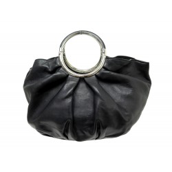 SAC A MAIN CHRISTIAN DIOR BABE EN CUIR NOIR ANNEAU ARGENTE LEATHER HANDBAG 2075€