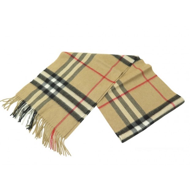 NEUF ECHARPE BURBERRY CHECK CLASSIQUE TARTAN EN CACHEMIRE BEIGE SCARF 460€