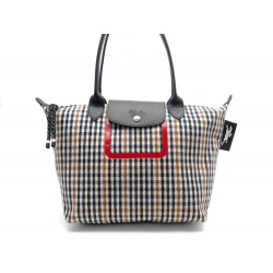 NEUF SAC A MAIN LONGCHAMP PLIAGE PIED DE POULE 2605/HBH TOILE CUIR HAND BAG 180€