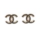 NEUF BOUCLES D'OREILLES CHANEL LOGO CC EMAIL NOIR METAL DORE EARRINGS 700€