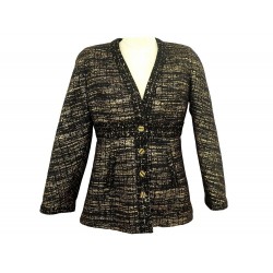 NEUF VESTE CHANEL P61802V47000 38 M COLLECTION EGYPTE TWEED NOIR ET DORE 8000€