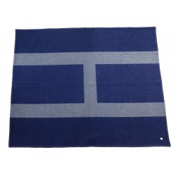 NEUF PLAID HERMES AVALON JETE DE CANAPE EN LAINE & CACHEMIRE BLEU BLANKET 1500€