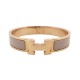 BRACELET HERMES CLIC H 17 CM EN METAL DORE ET EMAIL MARRON GLACE BANGLE 615€