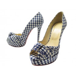 NEUF CHAUSSURES CHRISTIAN LOUBOUTIN GREISSIMO GINGHAM 130 SANDALES 36.5 850€