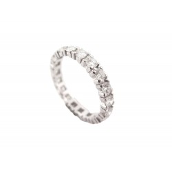 NEUF BAGUE ALLIANCE T55 EN OR BLANC 18K PAVAGE COMPLET 18 DIAMANTS 1.7CT RING