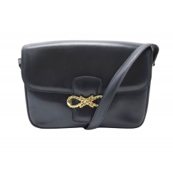 VINTAGE SAC A MAIN CELINE FERMOIR NOEUD CUIR BOX BLEU MARINE HAND BAG 2400€