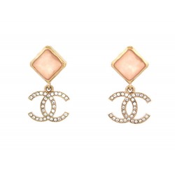 NEUF BOUCLES D'OREILLES CHANEL LOGO CC EN METAL DORE GOLDEN STEEL EARRINGS 750€