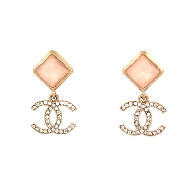 NEUF BOUCLES D'OREILLES CHANEL LOGO CC EN METAL DORE GOLDEN STEEL EARRINGS 750€