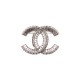 NEUF BROCHE CHANEL LOGO CC STRASS EN METAL ARGENTE NEW SILVER BROOCH 720€