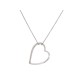 NEUF COLLIER PENDENTIF COEUR 38 OR BLANC 18K DIAMANTS 0.24CT DIAMONDS NECKLACE